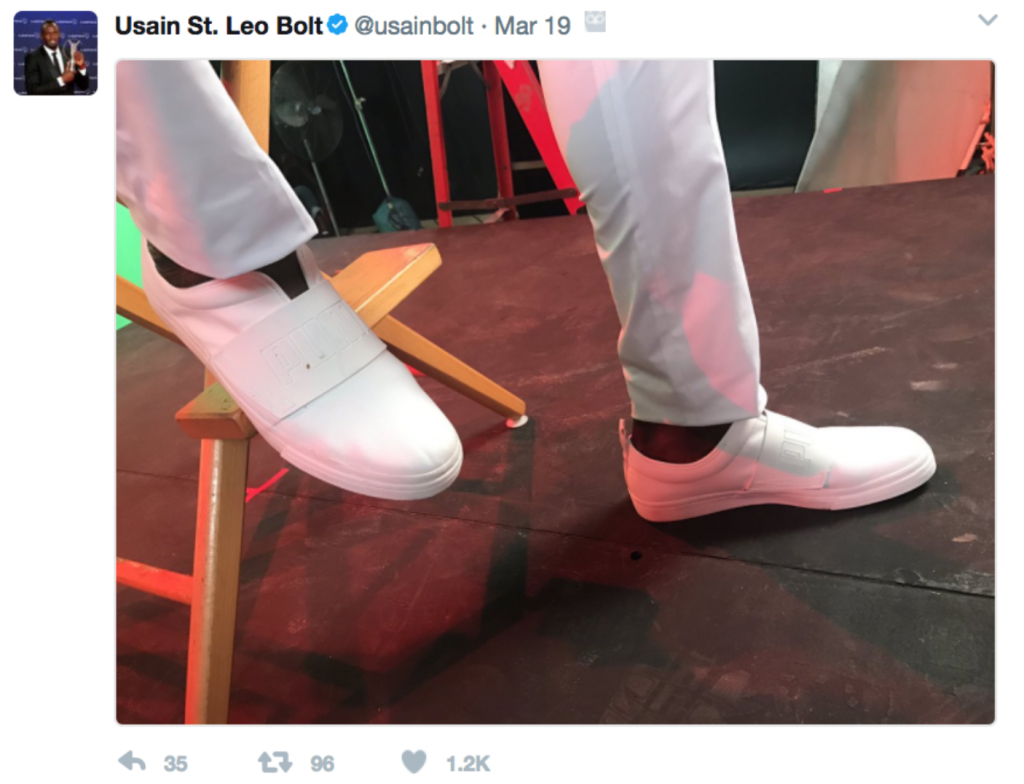 Usain Bolt Tweet Shoe Placement