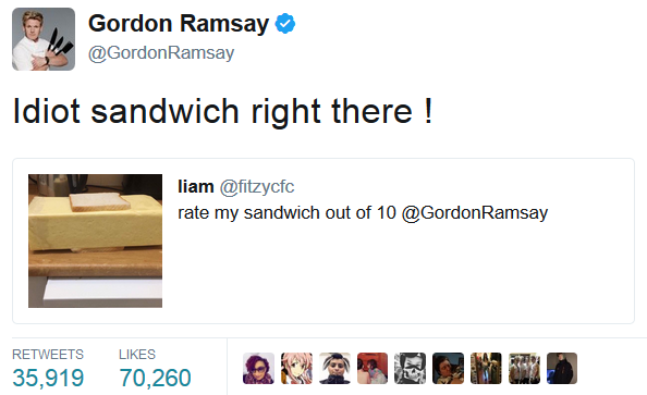 Gordon Ramsey makes fun of a visitor